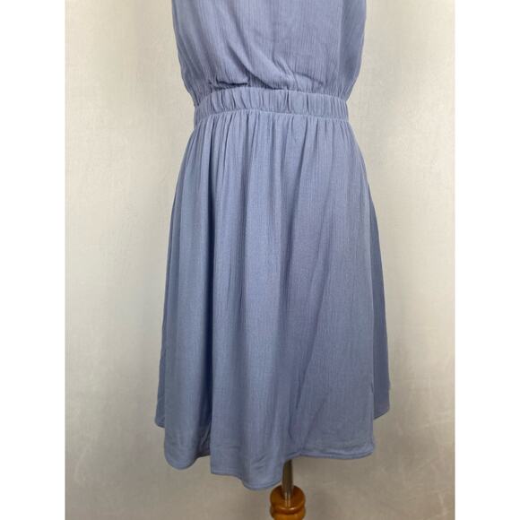 Abercrombie & Fitch One Shoulder Dress Sz Small Tall Crepe Ruched Blue NWT - Picture 3 of 11